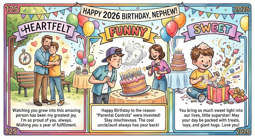 125 Birthday Wishes for Nephew (Heartfelt, Funny & Sweet Messages 2026)